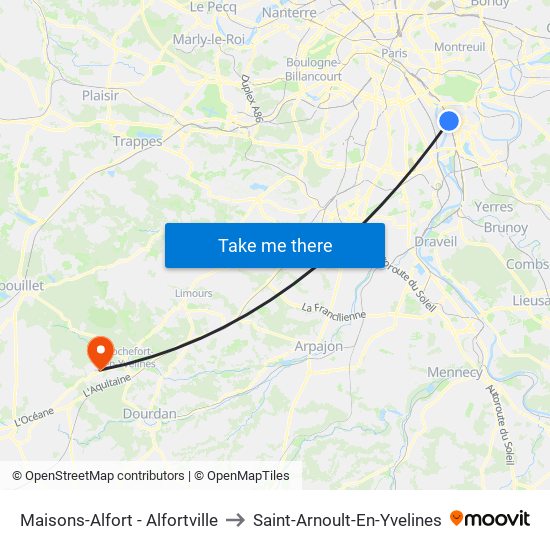 Maisons-Alfort - Alfortville to Saint-Arnoult-En-Yvelines map