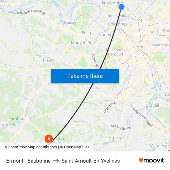 Ermont - Eaubonne to Saint-Arnoult-En-Yvelines map