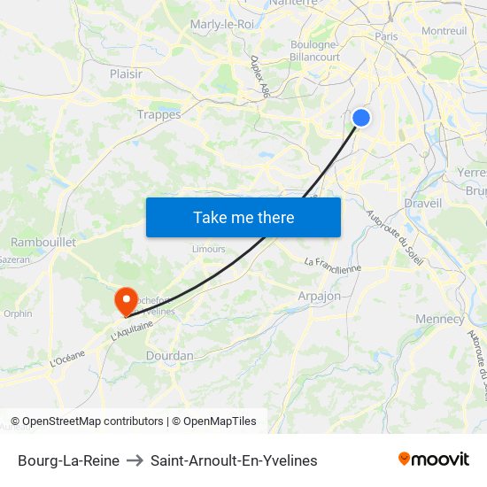 Bourg-La-Reine to Saint-Arnoult-En-Yvelines map