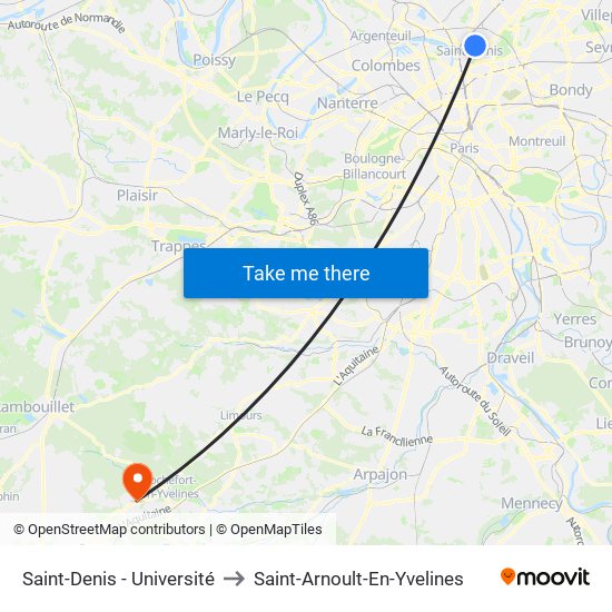 Saint-Denis - Université to Saint-Arnoult-En-Yvelines map