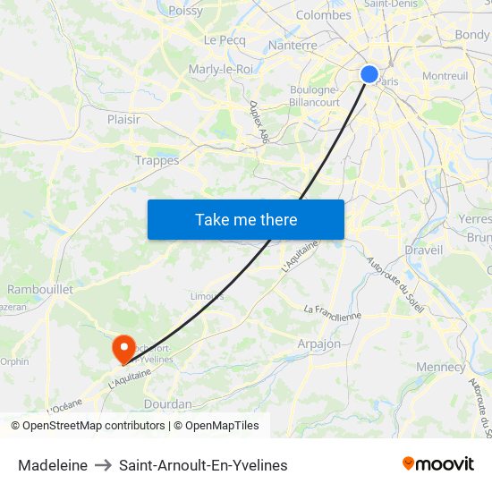 Madeleine to Saint-Arnoult-En-Yvelines map