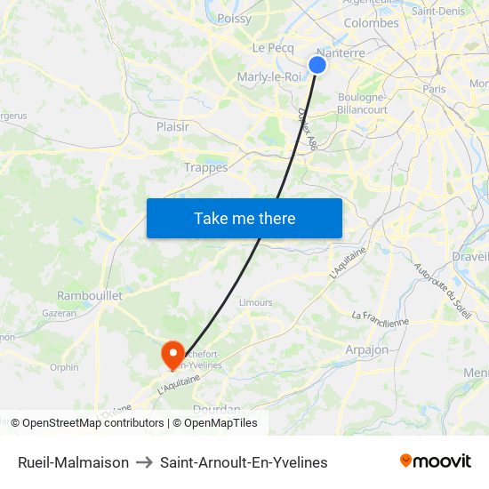 Rueil-Malmaison to Saint-Arnoult-En-Yvelines map