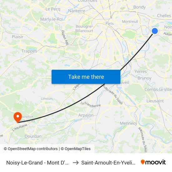 Noisy-Le-Grand - Mont D'Est to Saint-Arnoult-En-Yvelines map