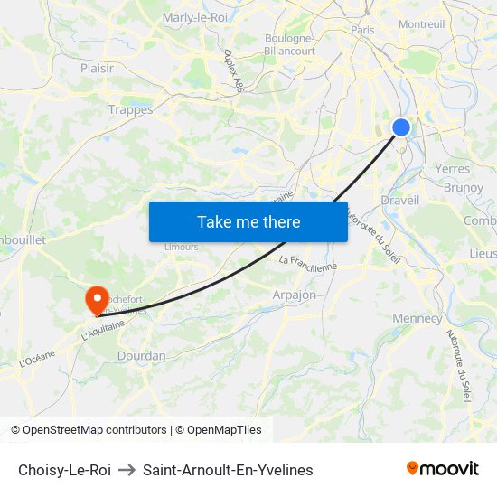 Choisy-Le-Roi to Saint-Arnoult-En-Yvelines map