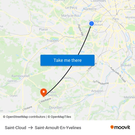 Saint-Cloud to Saint-Arnoult-En-Yvelines map