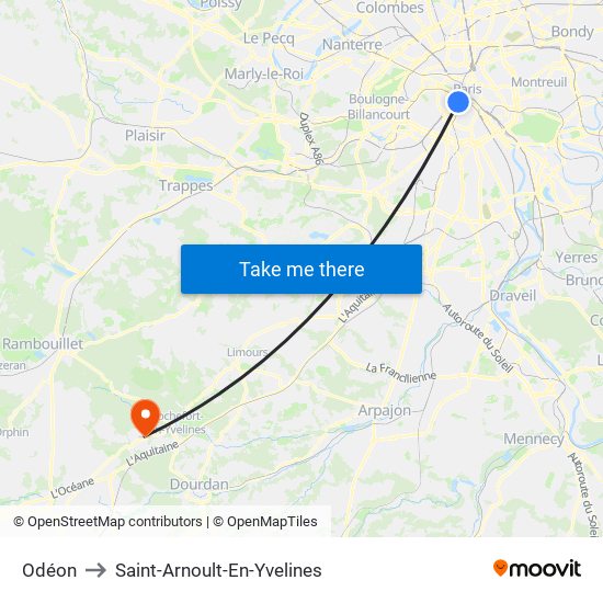 Odéon to Saint-Arnoult-En-Yvelines map