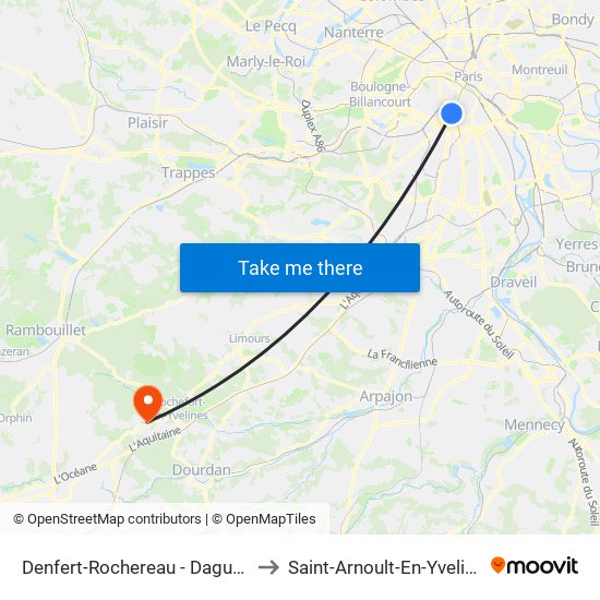 Denfert-Rochereau - Daguerre to Saint-Arnoult-En-Yvelines map