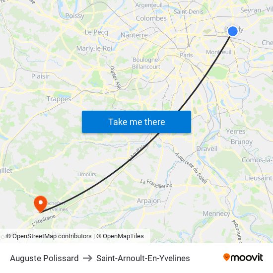 Auguste Polissard to Saint-Arnoult-En-Yvelines map