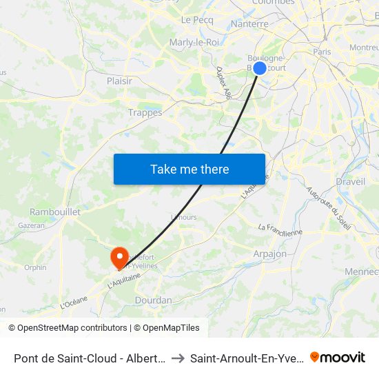 Pont de Saint-Cloud - Albert Kahn to Saint-Arnoult-En-Yvelines map