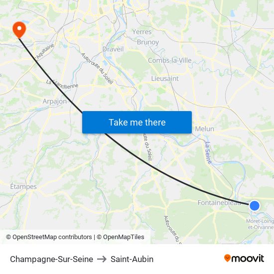 Champagne-Sur-Seine to Saint-Aubin map