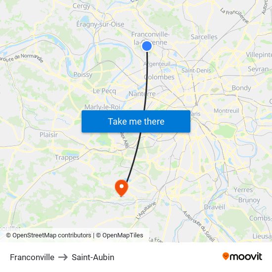 Franconville to Saint-Aubin map
