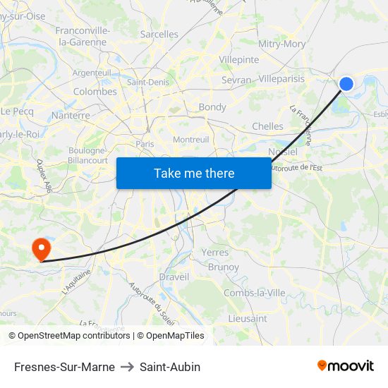 Fresnes-Sur-Marne to Saint-Aubin map