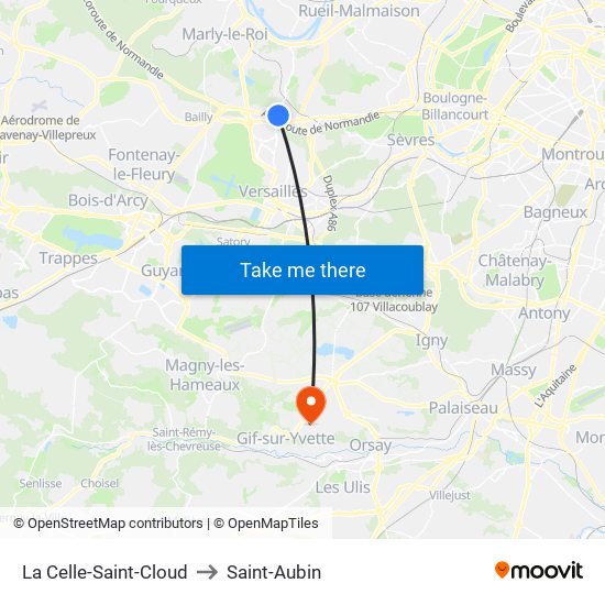 La Celle-Saint-Cloud to Saint-Aubin map