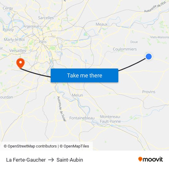 La Ferte-Gaucher to Saint-Aubin map