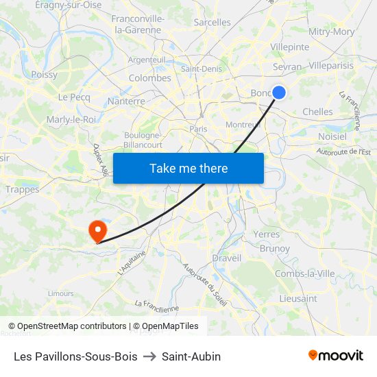 Les Pavillons-Sous-Bois to Saint-Aubin map