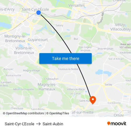 Saint-Cyr-L'Ecole to Saint-Aubin map