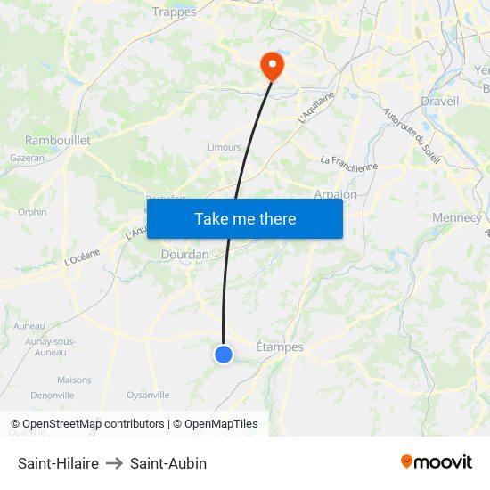 Saint-Hilaire to Saint-Aubin map