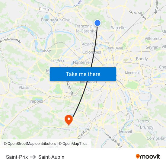 Saint-Prix to Saint-Aubin map