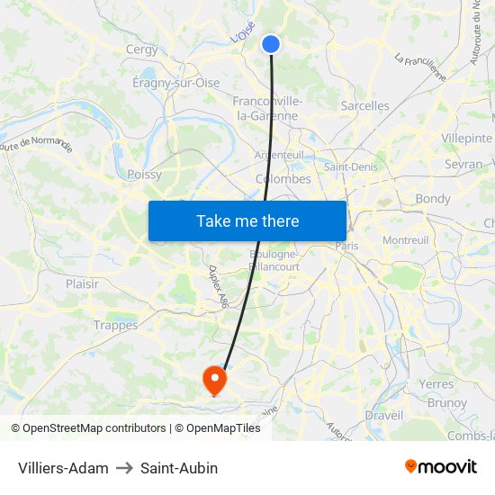 Villiers-Adam to Saint-Aubin map