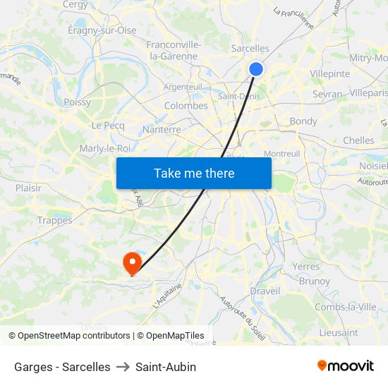 Garges - Sarcelles to Saint-Aubin map