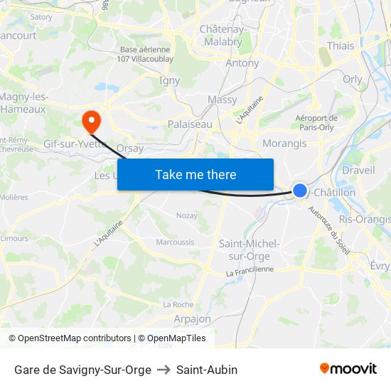 Gare de Savigny-Sur-Orge to Saint-Aubin map