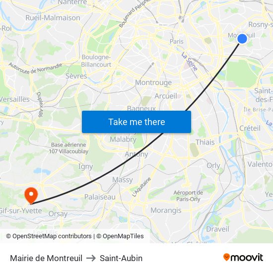 Mairie de Montreuil to Saint-Aubin map