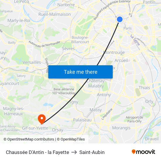 Chaussée D'Antin - la Fayette to Saint-Aubin map