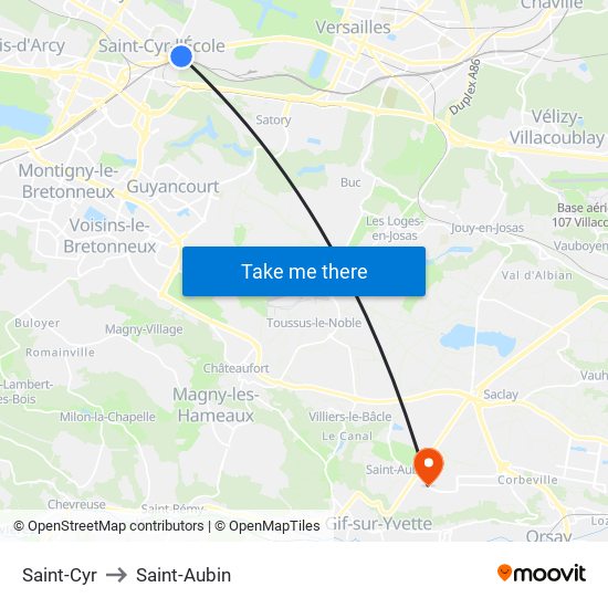 Saint-Cyr to Saint-Aubin map