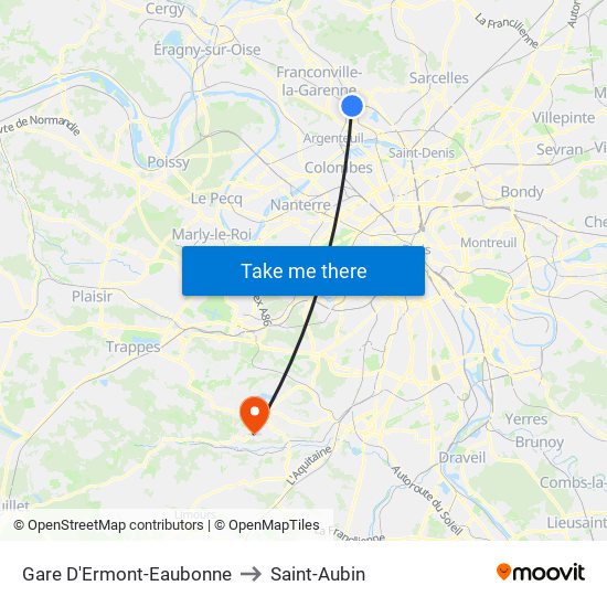 Gare D'Ermont-Eaubonne to Saint-Aubin map