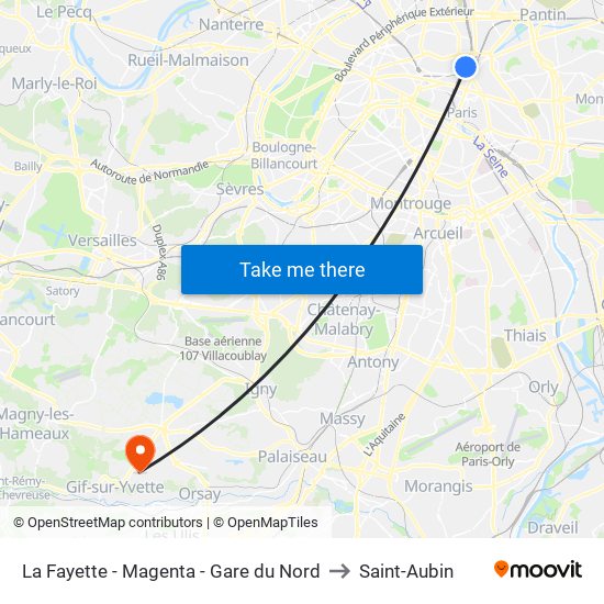 La Fayette - Magenta - Gare du Nord to Saint-Aubin map