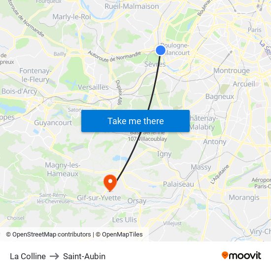 La Colline to Saint-Aubin map