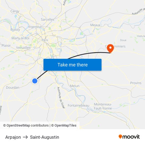 Arpajon to Saint-Augustin map