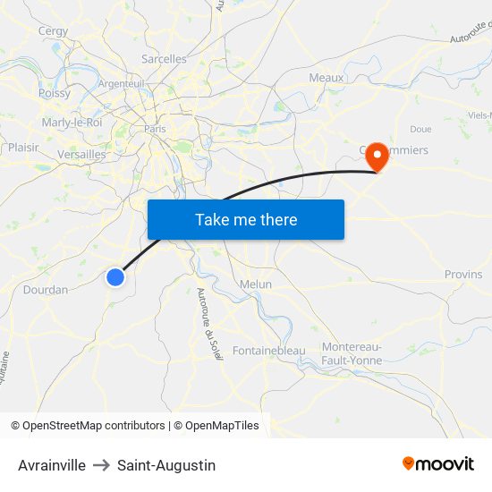 Avrainville to Saint-Augustin map