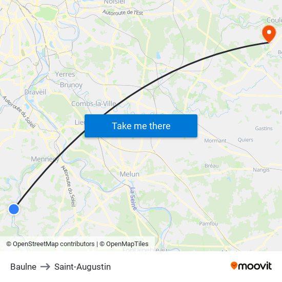Baulne to Saint-Augustin map