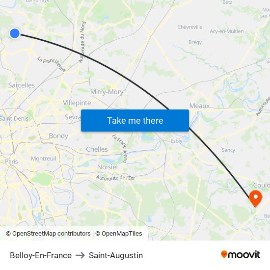 Belloy-En-France to Saint-Augustin map