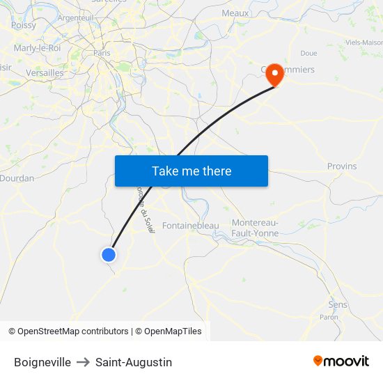 Boigneville to Saint-Augustin map