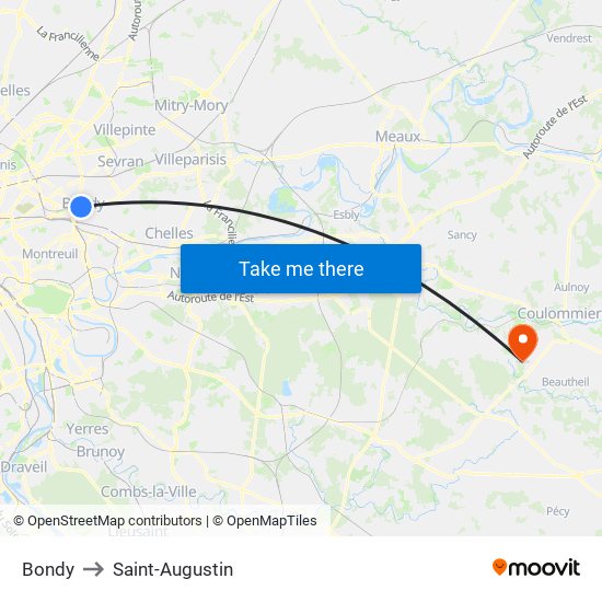 Bondy to Saint-Augustin map