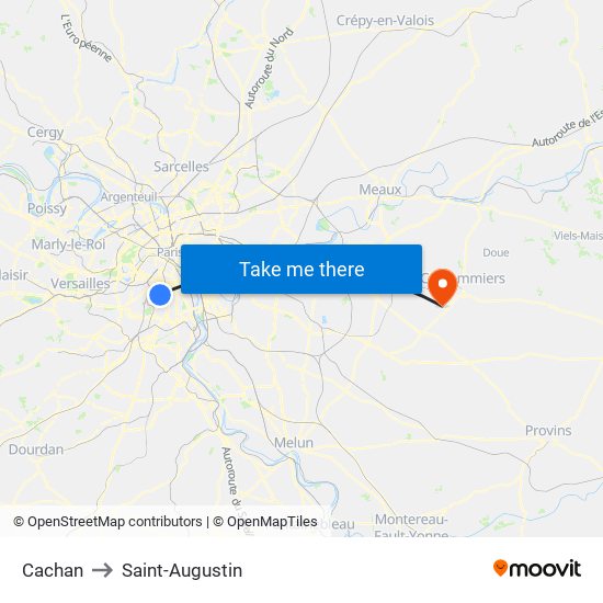 Cachan to Saint-Augustin map