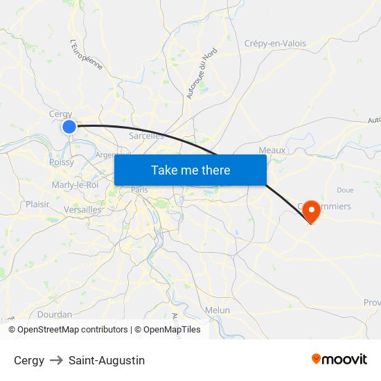 Cergy to Saint-Augustin map