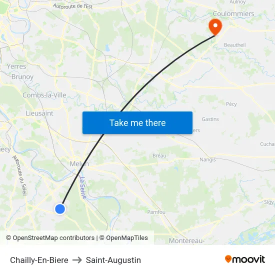 Chailly-En-Biere to Saint-Augustin map