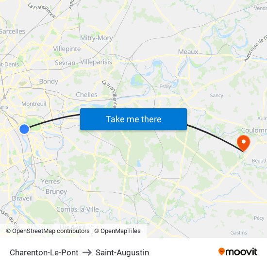 Charenton-Le-Pont to Saint-Augustin map