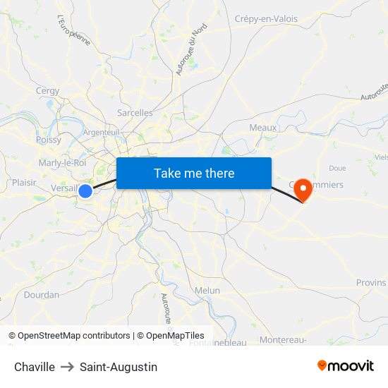 Chaville to Saint-Augustin map
