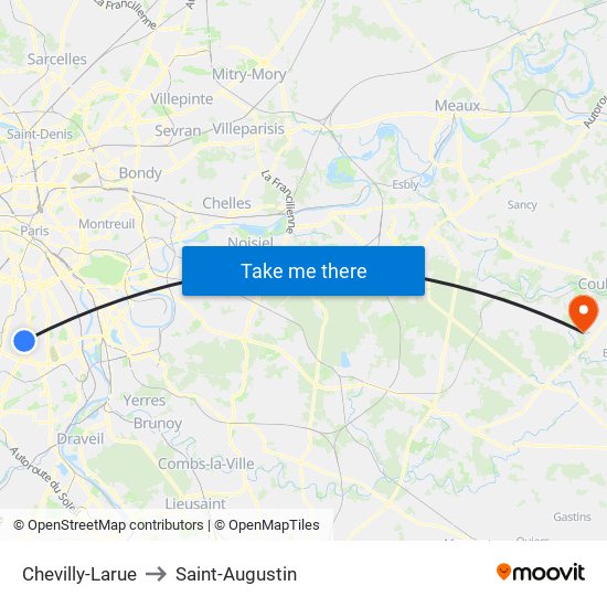 Chevilly-Larue to Saint-Augustin map