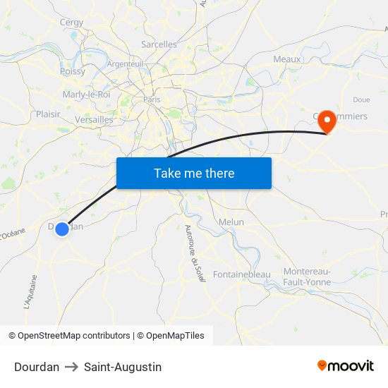 Dourdan to Saint-Augustin map