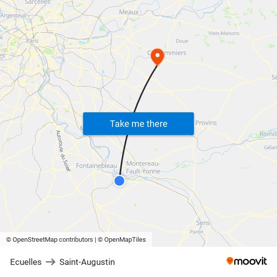 Ecuelles to Saint-Augustin map