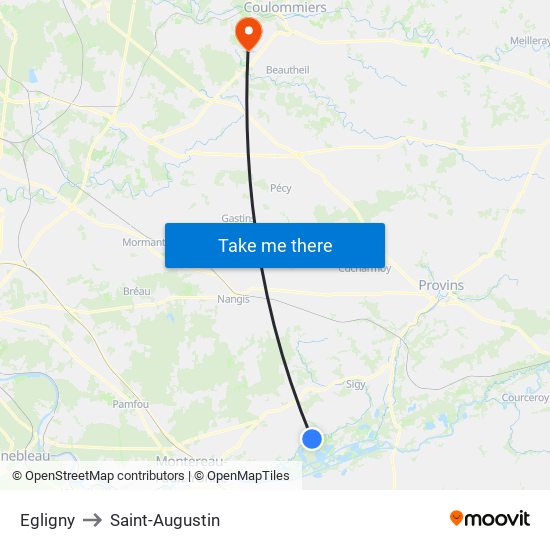 Egligny to Saint-Augustin map