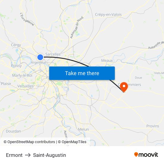 Ermont to Saint-Augustin map