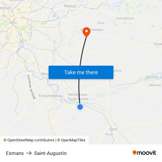 Esmans to Saint-Augustin map