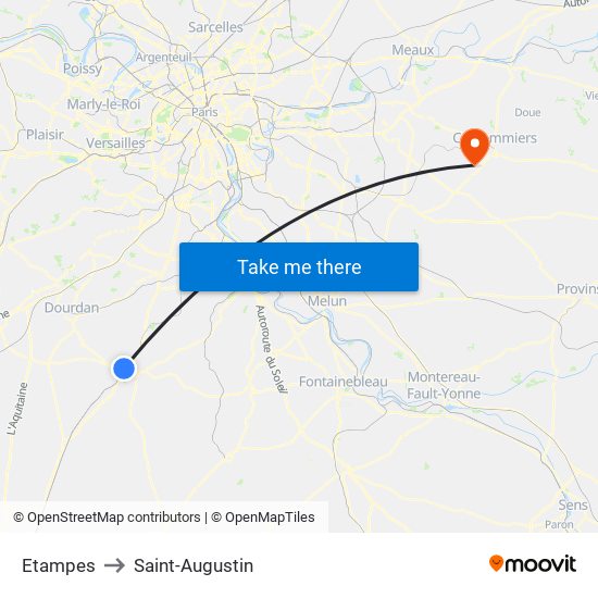 Etampes to Saint-Augustin map