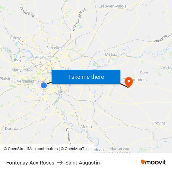 Fontenay-Aux-Roses to Saint-Augustin map